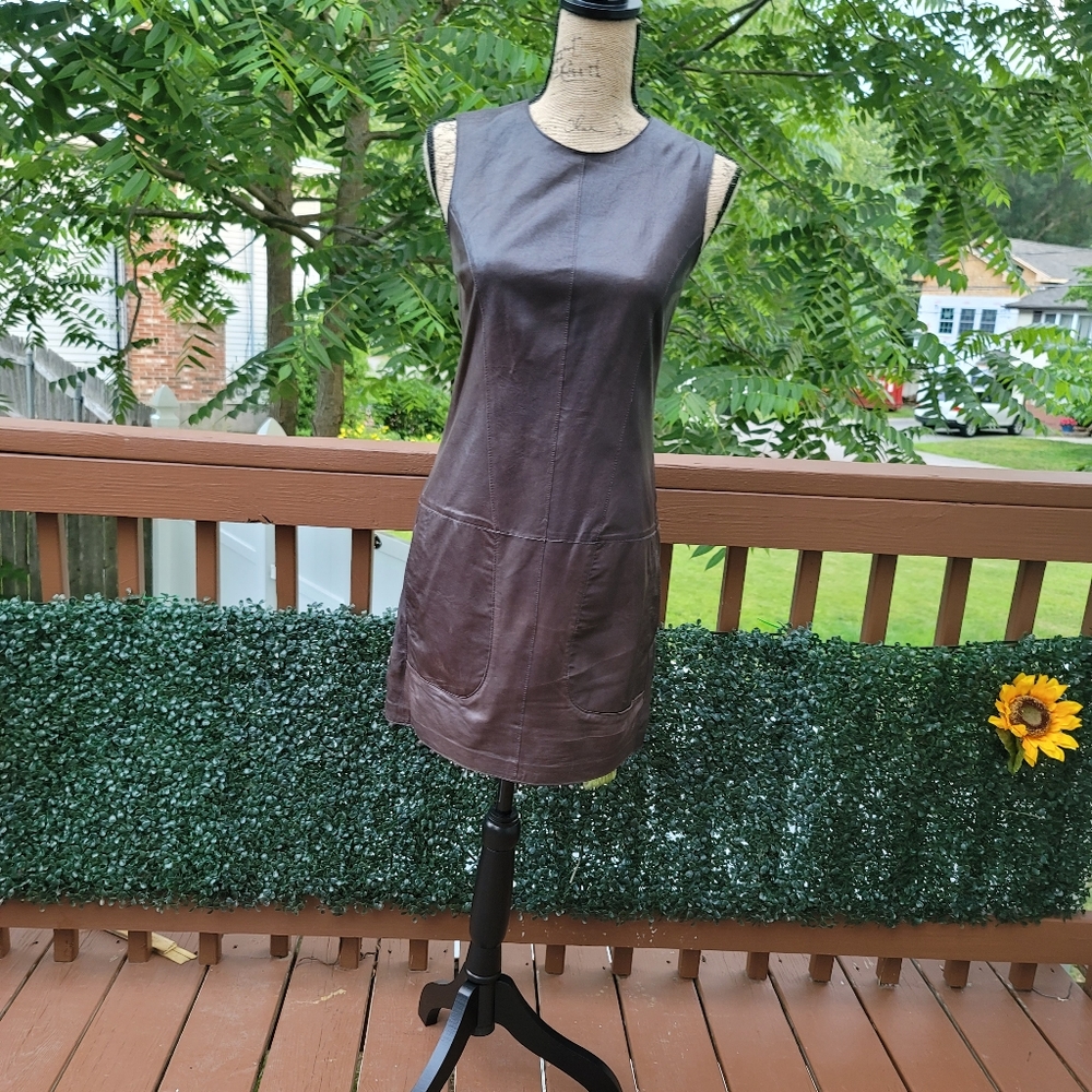 Vince brown leather dress, size 2,NWT